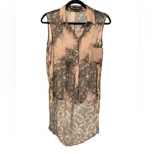 Winter Kate “Wicked” Hi-Low Silk Tunic Size S Boho Branches Snakes